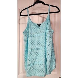 Torrid Women's Size 2 V Neck Spaghetti Strap Eyelet Tank Top Boho Breezy